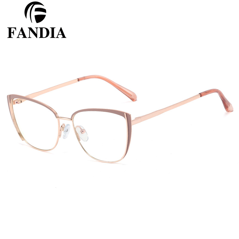 95732 nuevo anti-Luz Azul gafas lisas gafas de las mujeres puede ser equipado con miopía gafas ópticas Gafas de metal marco al por mayor