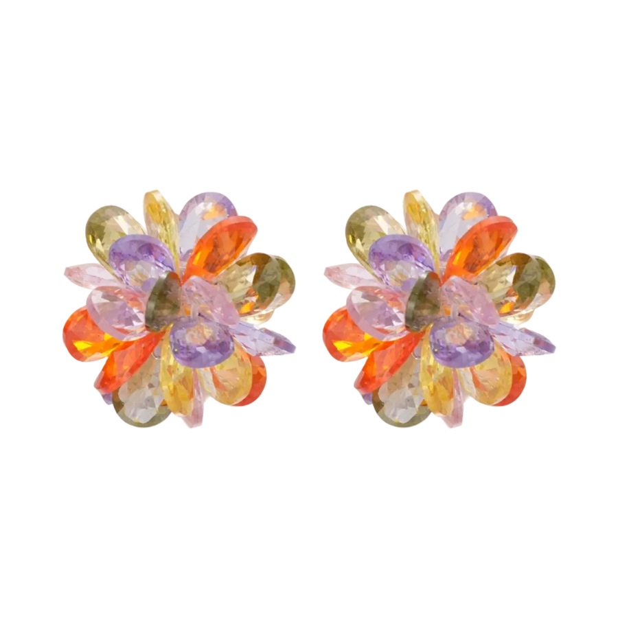 Pendientes tejidos de cristal de flores de color de aguja de plata Pendientes de temperamento fresco Pendientes de lujo ligero de alta calidad Diseño de nicho