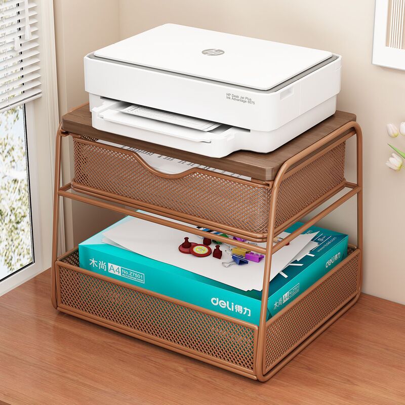 Double-layer iron art printer shelf, office desktop file storage rack, home desk copier stand Double-layer iron art printer shelf, office desktop file storage rack, home desk copier stand