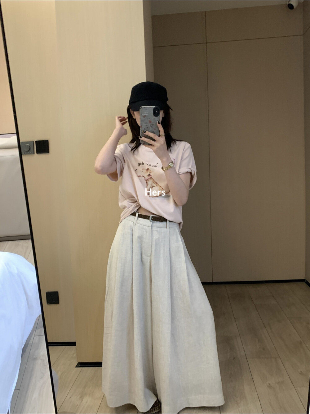 Áo thun nữ cổ tròn tay ngắn họa tiết chó in Hàn Quốc phong cách thoải mái — màu hồng, màu trắng chi tiết 9