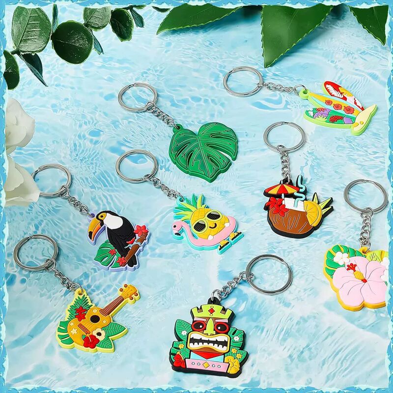 Cartoon Animation Hawaiian Keychain Pendant Jewelry Pvc Soft Glue Amazon Cross-Border Exclusive Pvc Drop Plastic Products