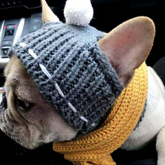 ペット用品犬服秋冬保温法斗犬帽子ニットかわいいペットアクセサリーメーカー卸売り