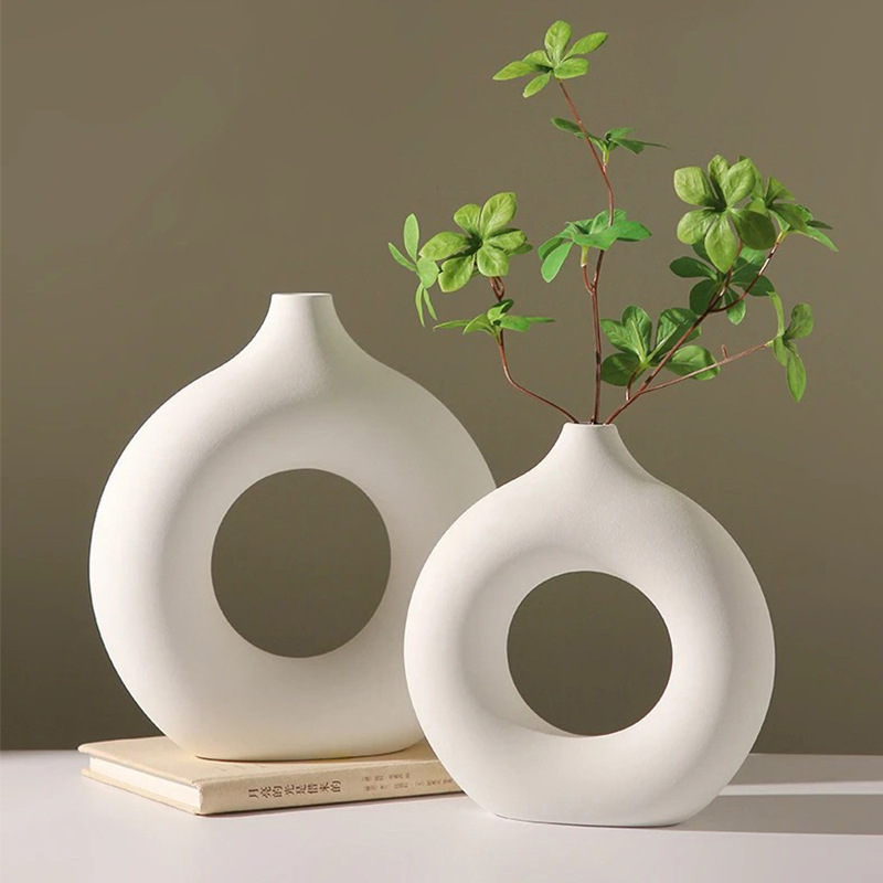 Amazon creativo donuts flor de cerámica flor de alto nivel de sensación de sala de estar comedor geometría decoración decorativa de mesa
