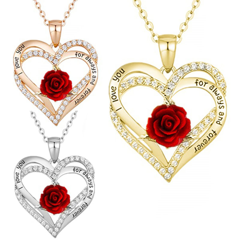 Heart-shaped Rose Necklace Image 1