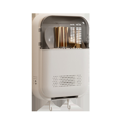 筷子筒筷笼免打孔厨房置物架勺子收纳桶塑料挂墙式沥水筷子收纳盒