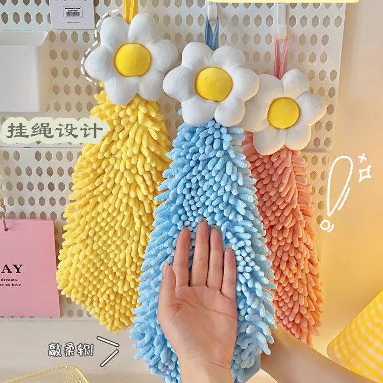 Cute Egg Flower Hand Towel Household Kitchen Hanging Water Absorbent Quick-drying Chenille Children's Square Towel Foot Wipe Cloth Cute Egg Flower Hand Towel Household Kitchen Hanging Water Absorbent Quick-drying Chenille Children's Square Towel Foot Wipe Cloth