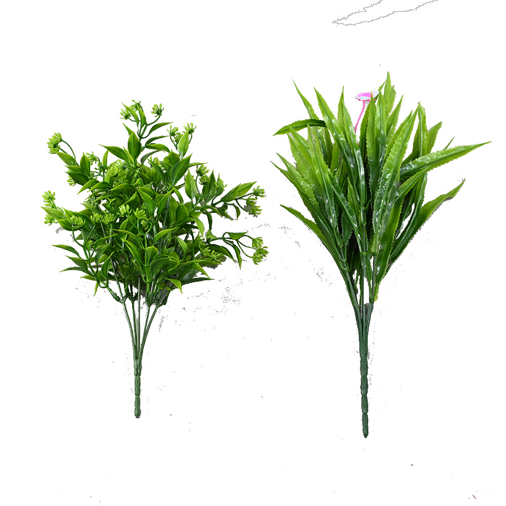 Sala de estar, cubierta de alféizar de la ventana, decoración de plástico, valla de flores falsas, decoración de plantas, decoración de hierba de hoja de bambú de 5 tenedores, simulación de decoración, planta verde image 6