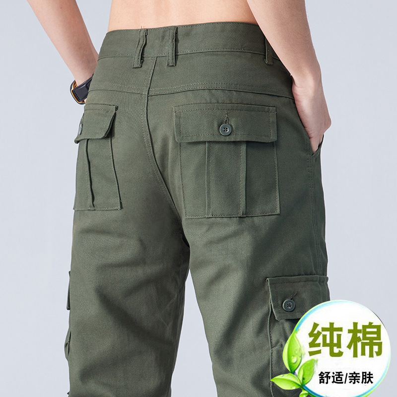 Men's Loose Straight-Leg Cargo Pants with Multiple Pockets, Casual Pants for Men, Security Work Pants, Durable Workwear Pants, Cargo Pants
