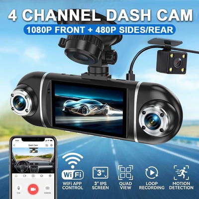 Cross-border dashcam with four recording Driving recorder