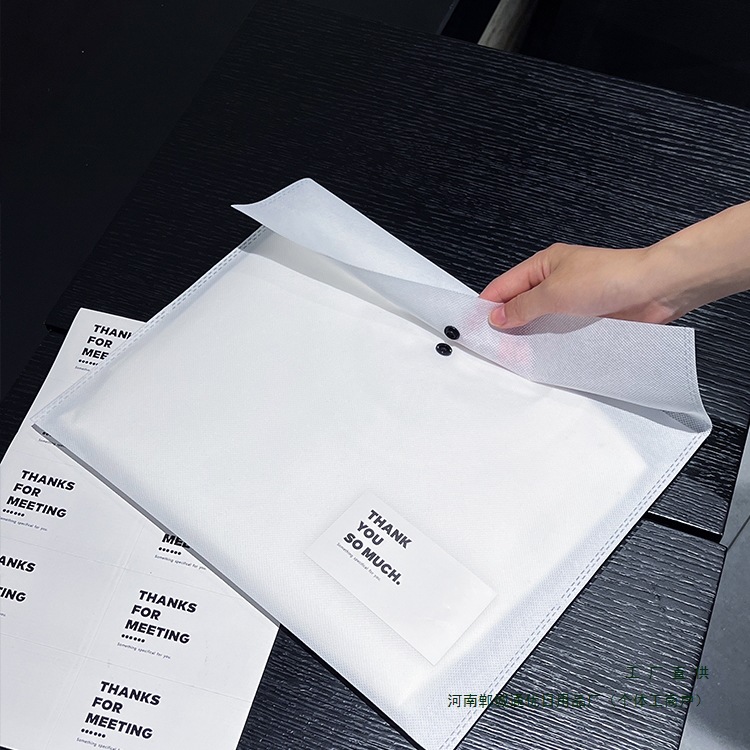按扣无纺布服装内包装T恤防尘包装袋定 制logo文件袋内包装袋