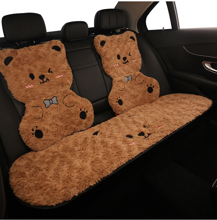 Winter Plush Cartoon Car Seat Cushion for Car Use to Keep Warm and Cold, Special Seat Cushion with Cute Little Waist, Non-Slip and Free of Binding