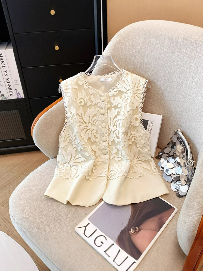 Real shot nueva moda china chaleco bordado simple chaleco mujer verano nuevo temperamento elegante chaleco de todo fósforo