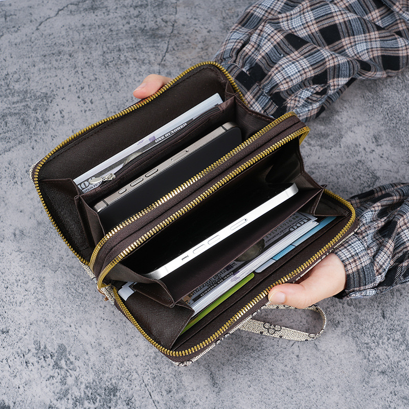 Women's Long Wallet Fashionable Gradient Color Double Zipper Clutch Unique Style Multi Card Slots_voghion.com