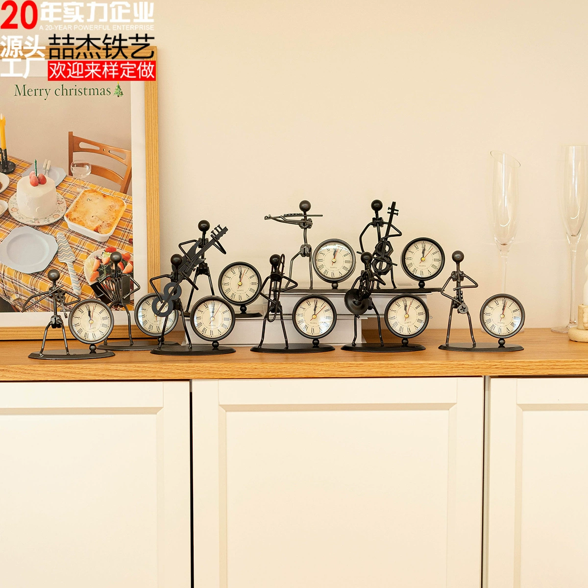 Креативные настольные часы из нержавеющей стали в форме кованого железа, винтажные, стильные, в виде фигурок, подарки на день рождения.