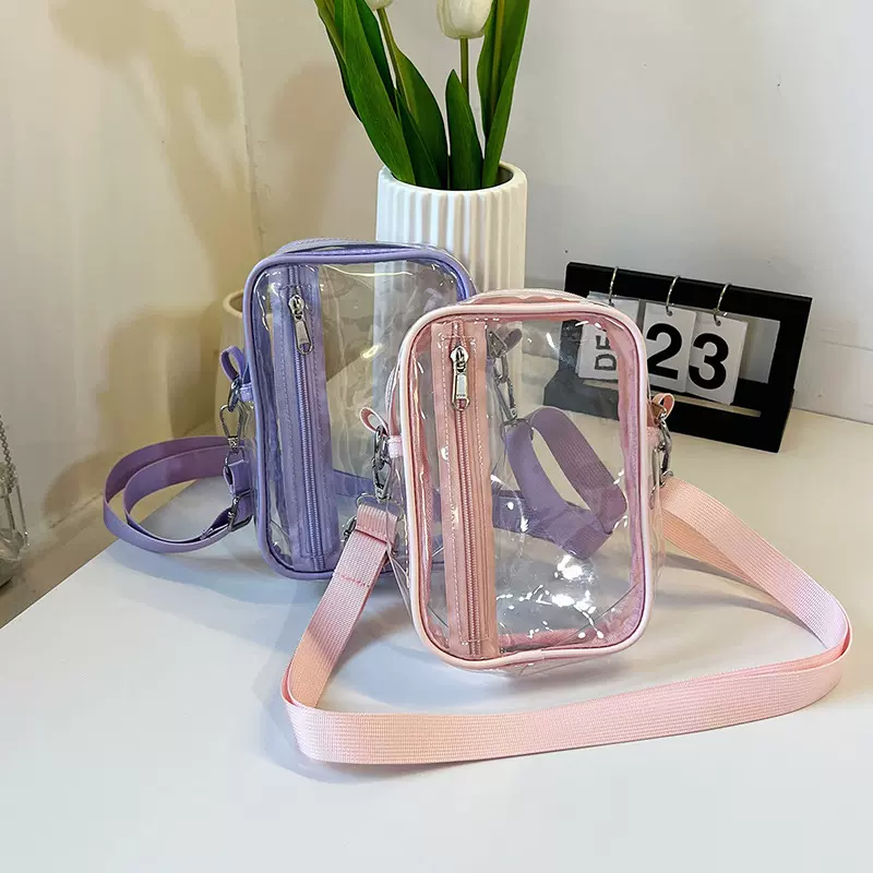 logo定制今年流行2024新款PVC透明手机包女韩版斜跨单肩包零钱包