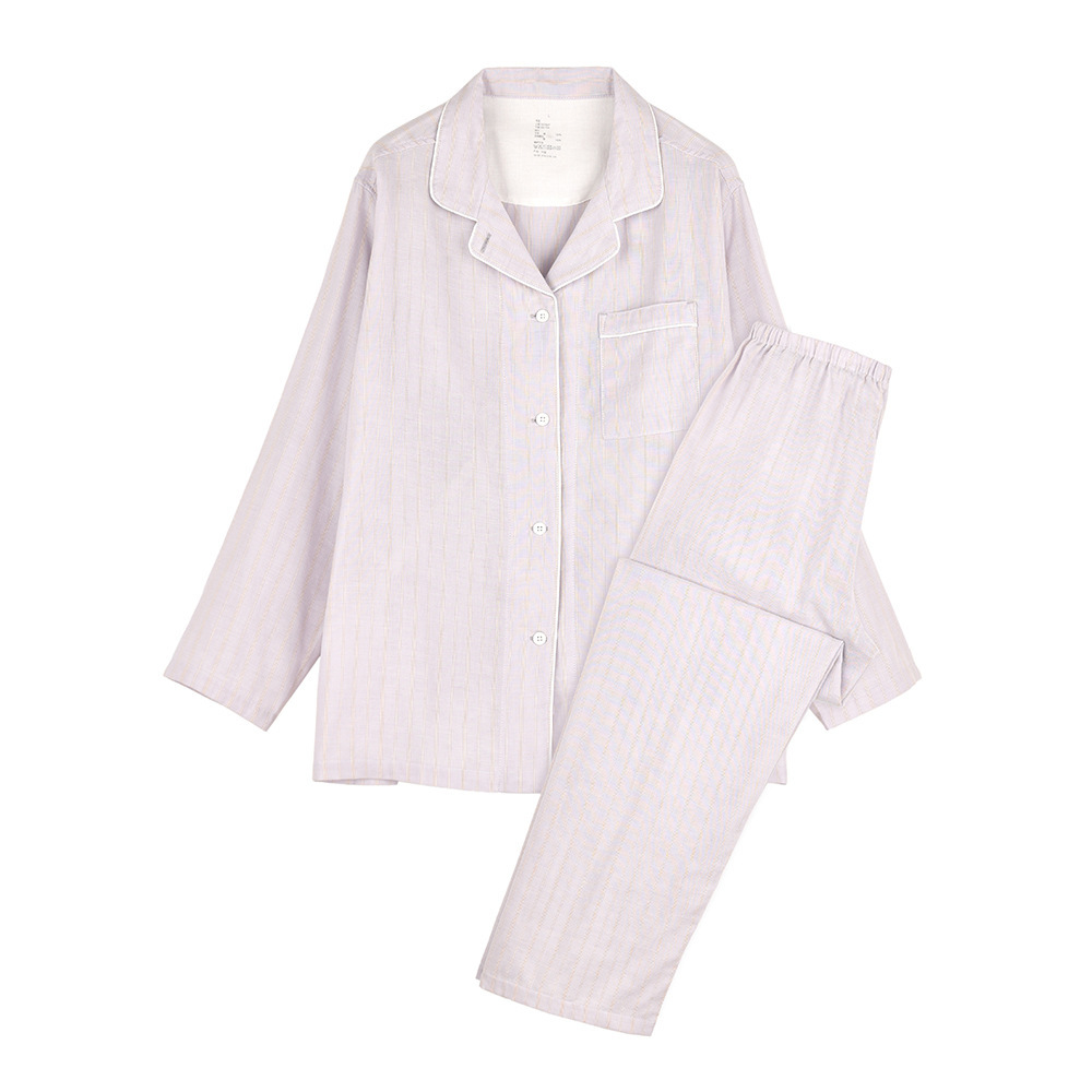 [Manga larga de gasa doble capa] Modelo 950A nuevo para mujer, con rayas lavanda. / S