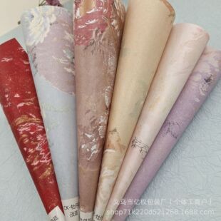 Manufacturer 120g Classy Flower Handmade Paper Packaging Bouquet Colorfulful Peony Flower Pattern Paper Art Gift Box Paper Wholesale
