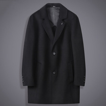 轻奢大码男装中长款双面呢风衣男加肥加大胖子羊毛呢大衣秋冬外套