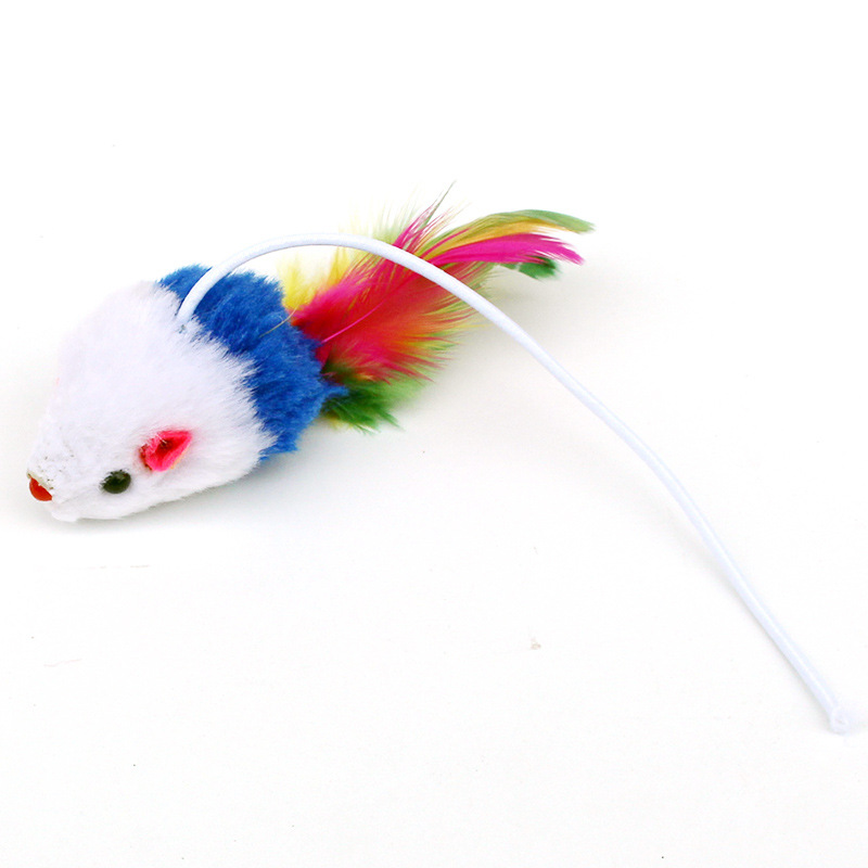 Gato juguete de peluche pequeño ratón divertido gato juguete con cuerda elástica ratón juguete arena sonando gato juguete mascota