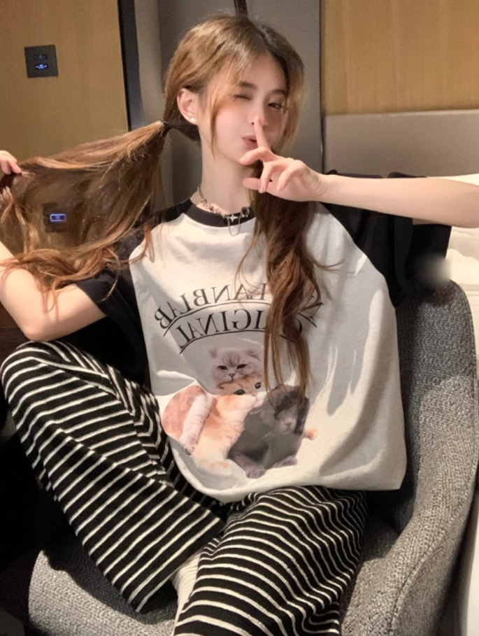 짧은 긴 검은 색과 회색 편지 세 고양이 두꺼운 바지