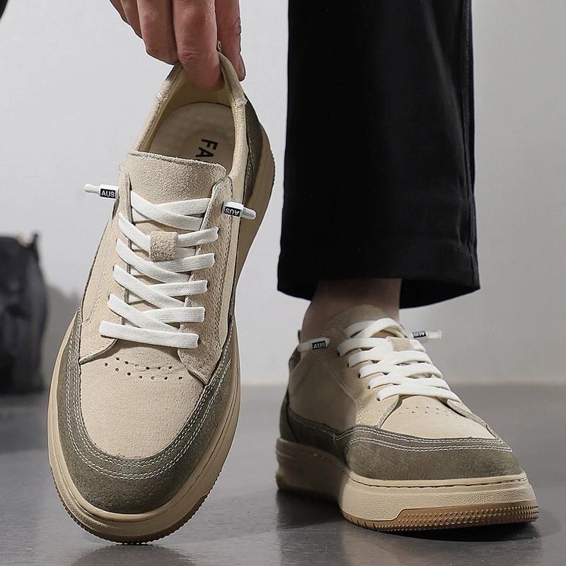 Мужская обувь 2025 весна новая бархатная свиная доска обувь прилив повседневная кожаная обувь повседневная обувь на шнуровке мужская
