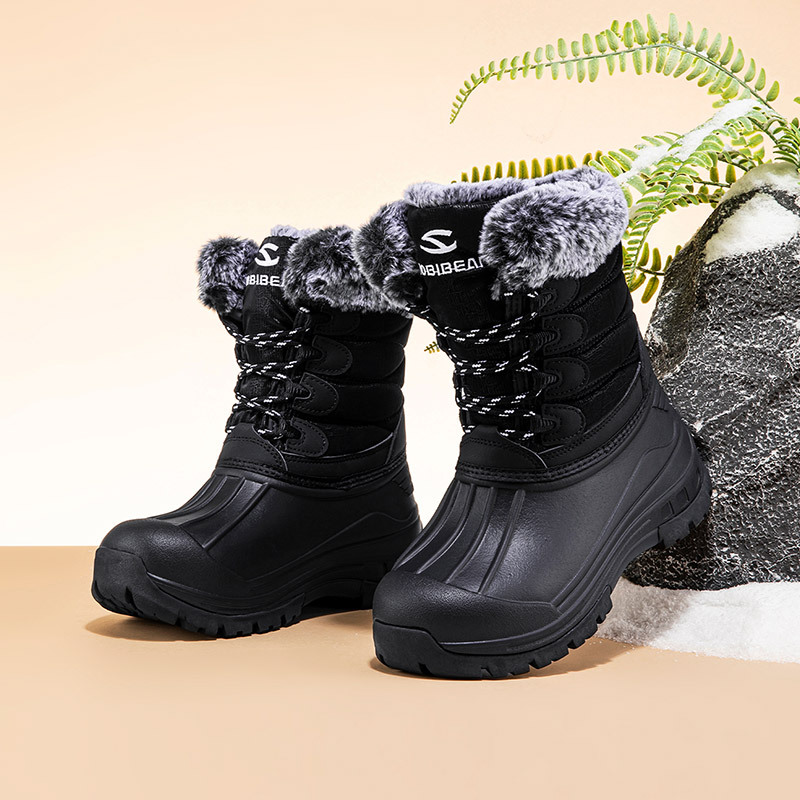 HOBIBEAR 겨울 남성 스노우 부츠 플러시 따뜻한 코튼 부츠 숙녀 두꺼운 벨벳 큰 머리 부츠 공장 직접 판매