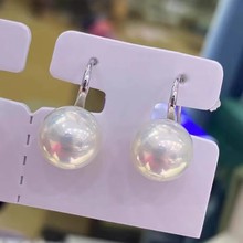 2140 DIY珍珠配件 S925银耳钩空托 高跟鞋女款耳环  配9-12mm圆珠