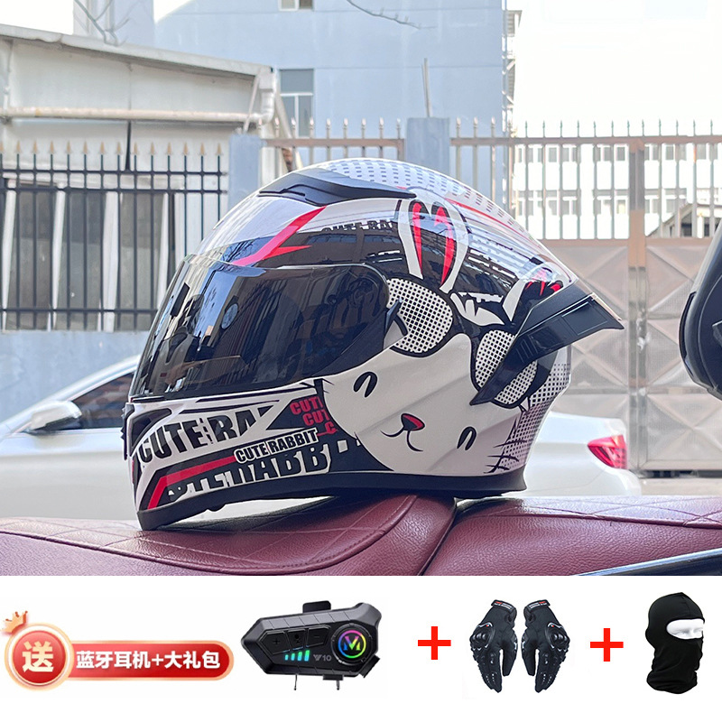Casco de cola grande de motocicleta Jiekai Casco completo con auriculares Bluetooth Casco de conducción de motocicleta eléctrica de cuatro estaciones para hombre