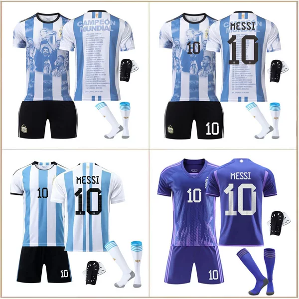 Summer Argentina Football Uniforms Children's Suits Men's Outdoor Running Sports Quick-Drying Messi Jerseys Wholesale Adult Women