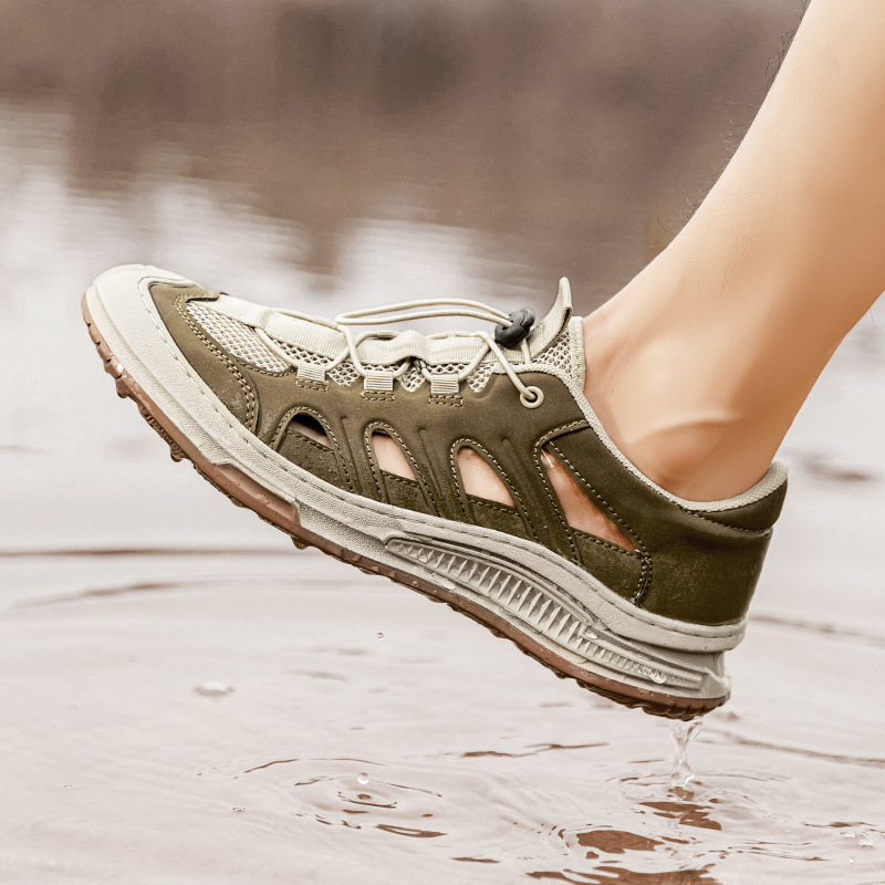 男鞋夏季新款透气网面运动休闲鞋男士开车镂空包头凉拖户外洞洞鞋