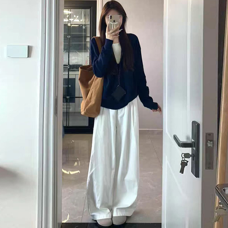 现货孕妇早秋2025新款穿搭一整套女高级感慵懒风针织衫裤子两件套|undefined