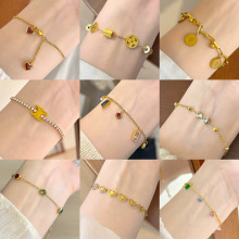 跨境轻奢小众设计百搭钛钢手链女高级感金色不掉色气质显白手饰