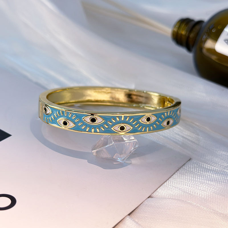 Copper Material Gold Plated Plating 1 Piece Fashion Devil's Eye Copper Plating Bangle
