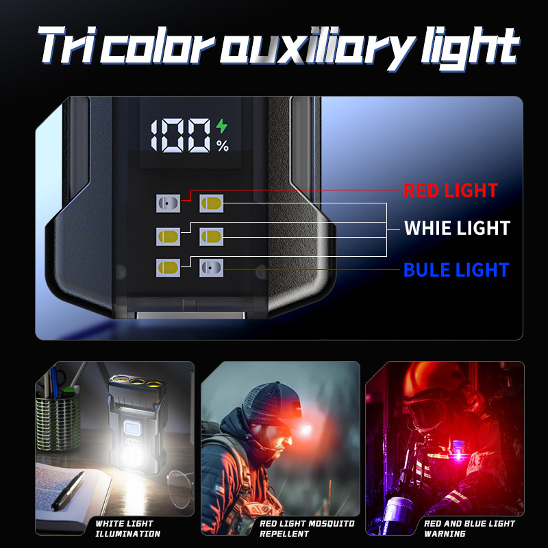 Transfronterizo nueva lámpara de campamento al aire libre luz brillante lámpara de llavero multifuncional pantalla digital de carga USB de emergencia al aire libre