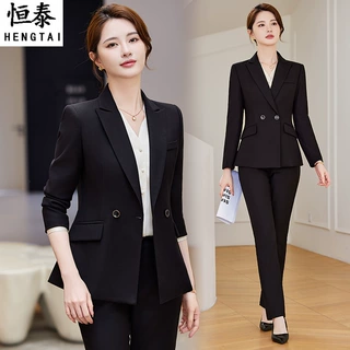西装套装女职业装秋冬公务员教资面试西服正装气质酒店经理工作服