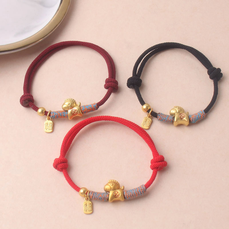 2026 Year of the Horse Handmade Red String Bracelet for Good Luck in the New Year, Red Rope Bracelet for Men and Women, Couple Gift