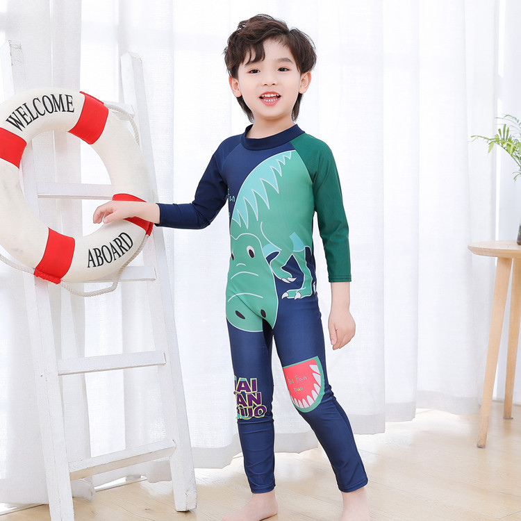 Traje de baño de dibujos animados para niños y niñas traje de baño de manga larga traje de playa traje de surf de una pieza para niños medianos y pequeños Protección solar