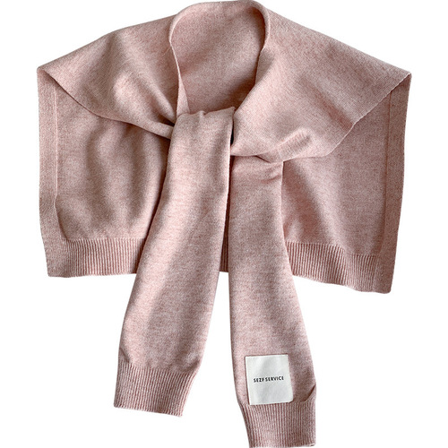 Korean-style Solid-color Fabric-Label Knitted Shawl | Summer Outer Wear, Chic & Stylish Neck-Caring Cape | Spring/Fall Match for Skirts & T-Shirts