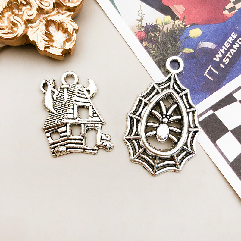 DIY Jewelry Accessories, Keychain, Necklace Classification 1 Piece Quantity 1 Piece Alloy Pumpkin Spider Skull Pendant DIY Jewelry Accessories Keychain Necklace