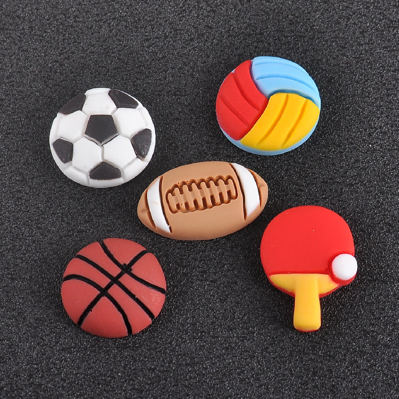 Cartoon Food Toy Artificial Basketball Rugby Volleyball DIY Resin Accessories Cream Glue Mobile Phone Case Hairpin Hole Shoes