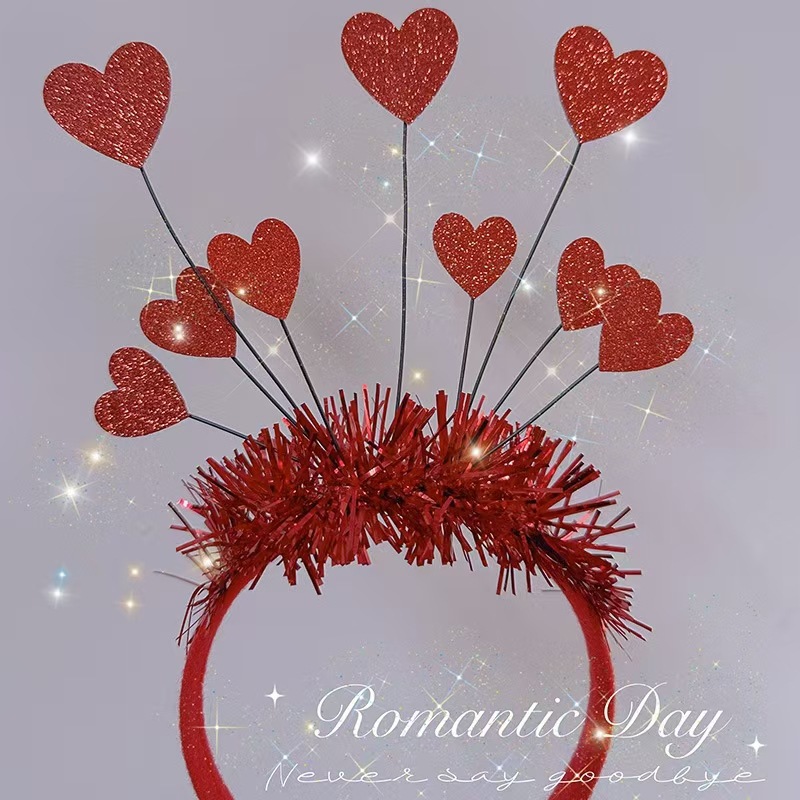 Europa y América ins Internet celebridad moda diadema Día de San Valentín rojo lentejuelas seda encantadora diadema fiesta cumpleaños sombrero accesorios para el cabello