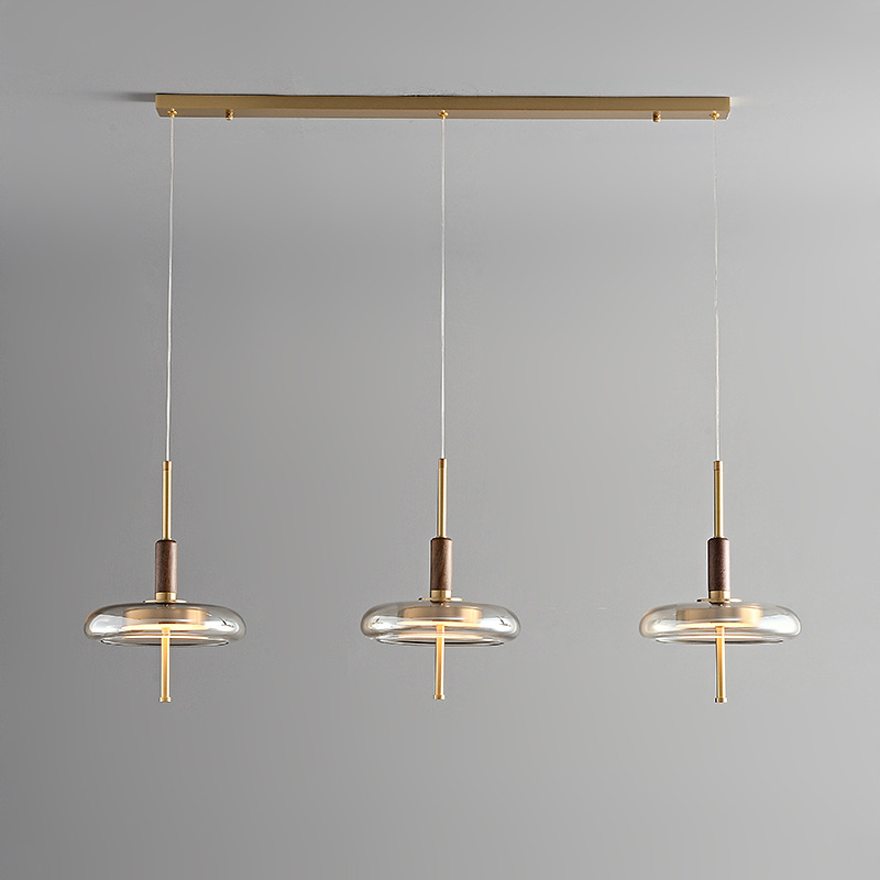 Nordic light luxury three head restaurant pendant designer model minimalist brass walnut bar tea room bedroom bedside lamp