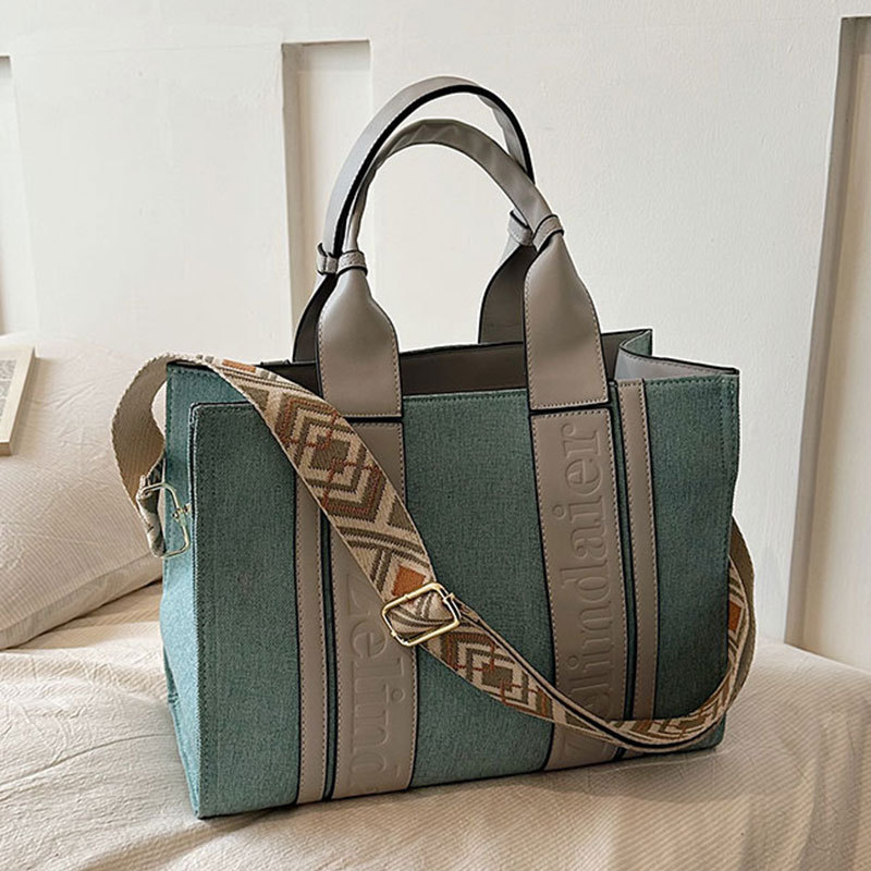 New Retro Women's Handbag Large Capacity Shoulder Bag Crossbody Color Block Tote Bag Trendy Luggage And Bags_voghion.com