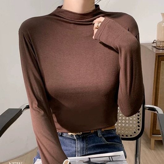 Half-high collar long-sleeve base shirt for women, thin and warm basic spring and autumn top, T-shirt inner layer, mid-collar base shirt for women Half-high collar long-sleeve base shirt for women, thin and warm basic spring and autumn top, T-shirt inner layer, mid-collar base shirt for women