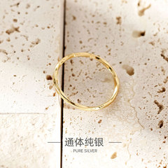 Rong tree S925 silver Korean version niche design twisted rope ring INS simple versatile Möbius personality ring