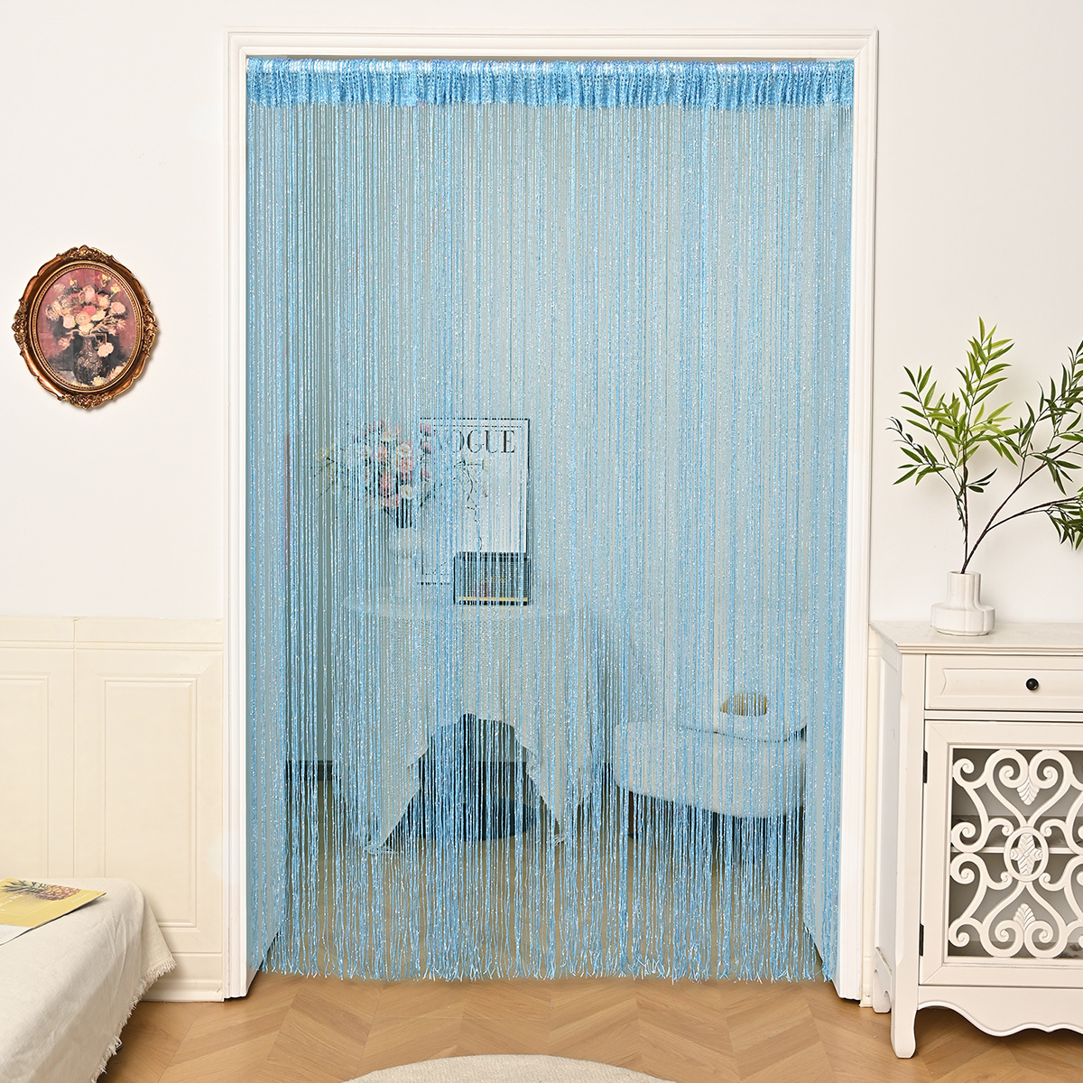 Amazon transfronterizo plano plata línea recta cortina barra de malla cortina