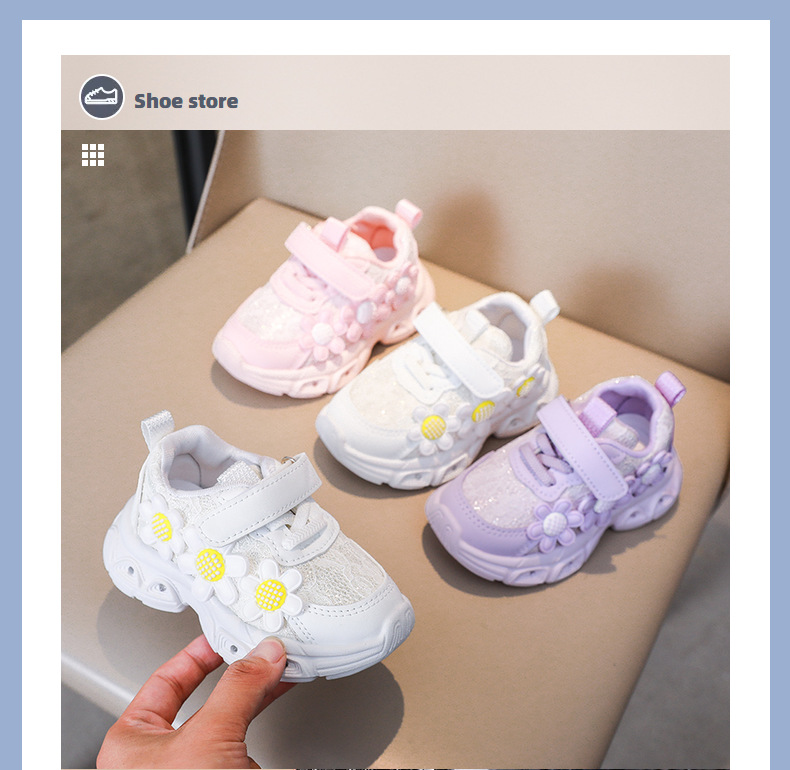 Mädchen Led Sneakers Mit Blumen Und Klettverschluss Lederschuhe_voghion.com
