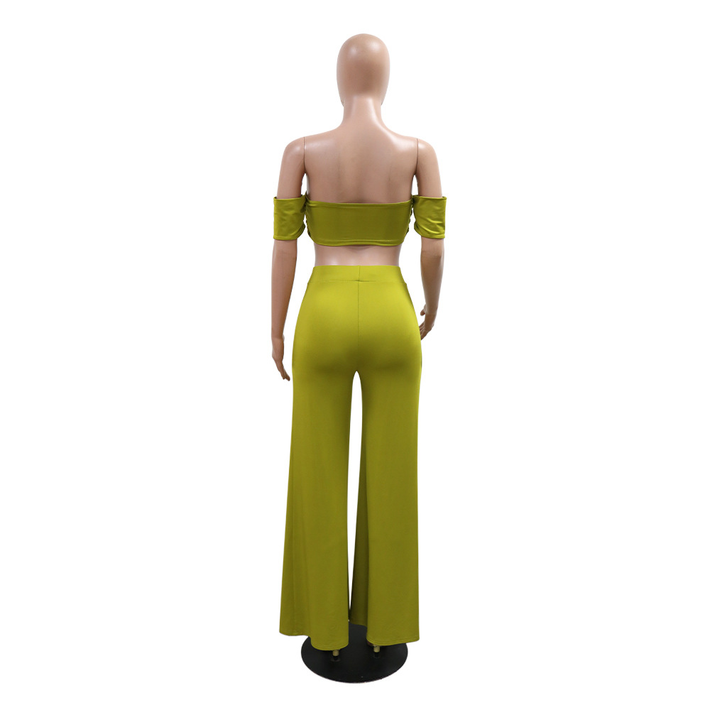 Women Wear Casual Suit Tube Top Split Wide Leg Pants