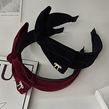 法式复古丝绒蝴蝶结发箍女高级感轻奢布艺头箍时尚发饰女秋冬新款