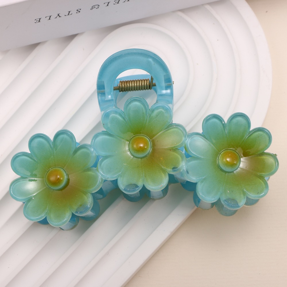 Nuevo color frangipani acrílico pinza para el cabello flor pinza de agarre de alta calidad elegante accesorio para el cabello de mujer pinza de tiburón de agarre lateral